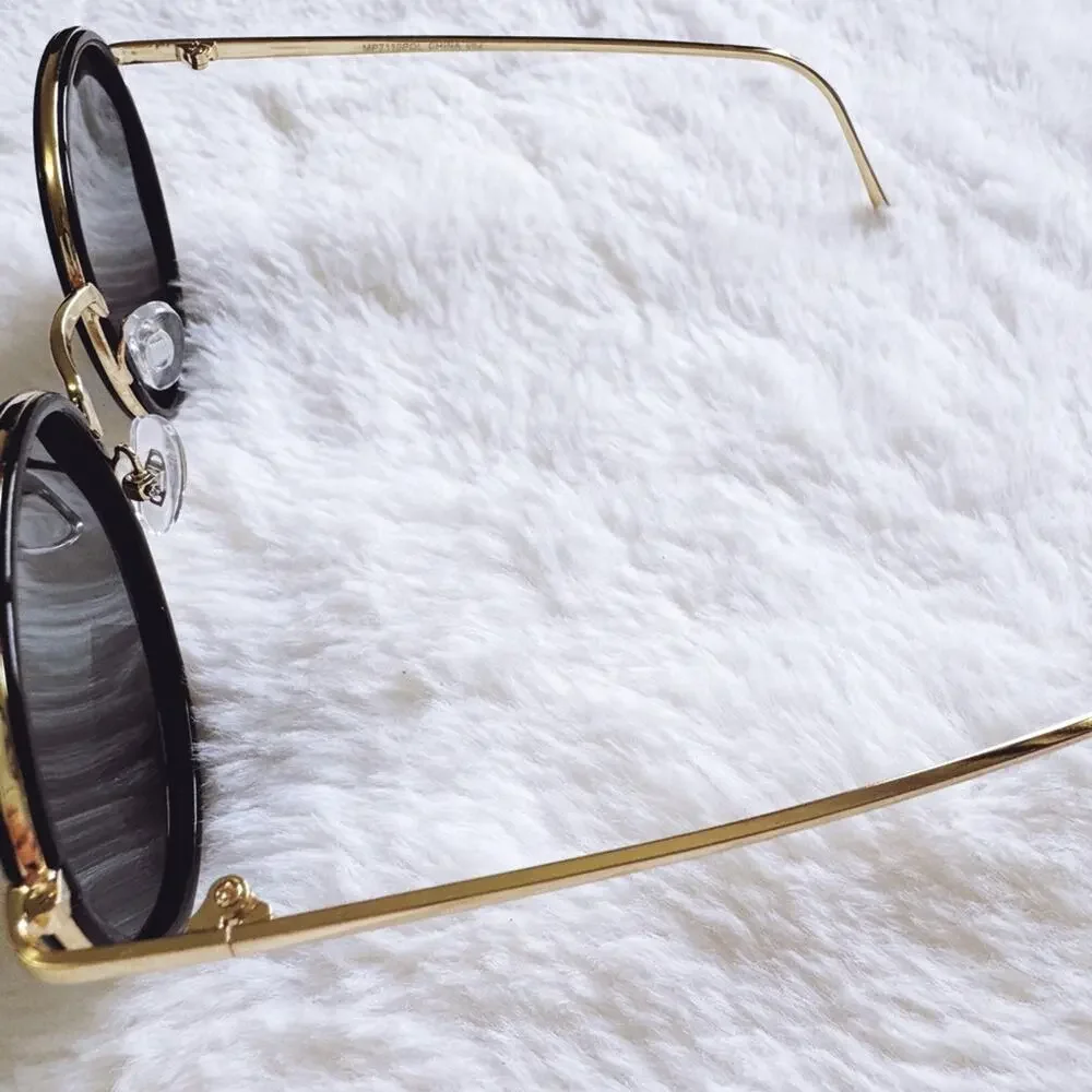 Dean Black w/ Gold Rim Round Sunglasses